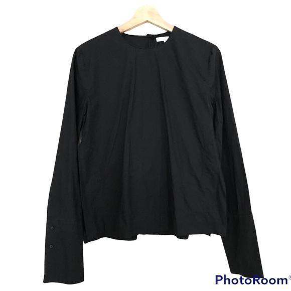 OAK + FORT Tops - OAK + FORT Black Boxy Fit Shirt With High Side Slits